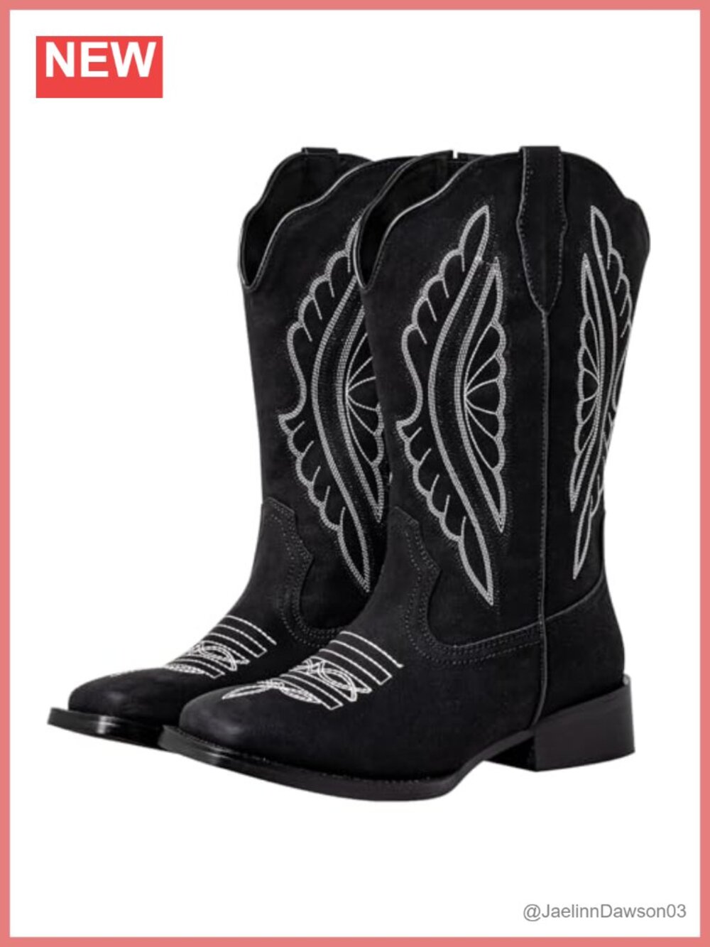 Extra Wide Calf Cowboy Boots Square Toe Faux Leather Pull-On